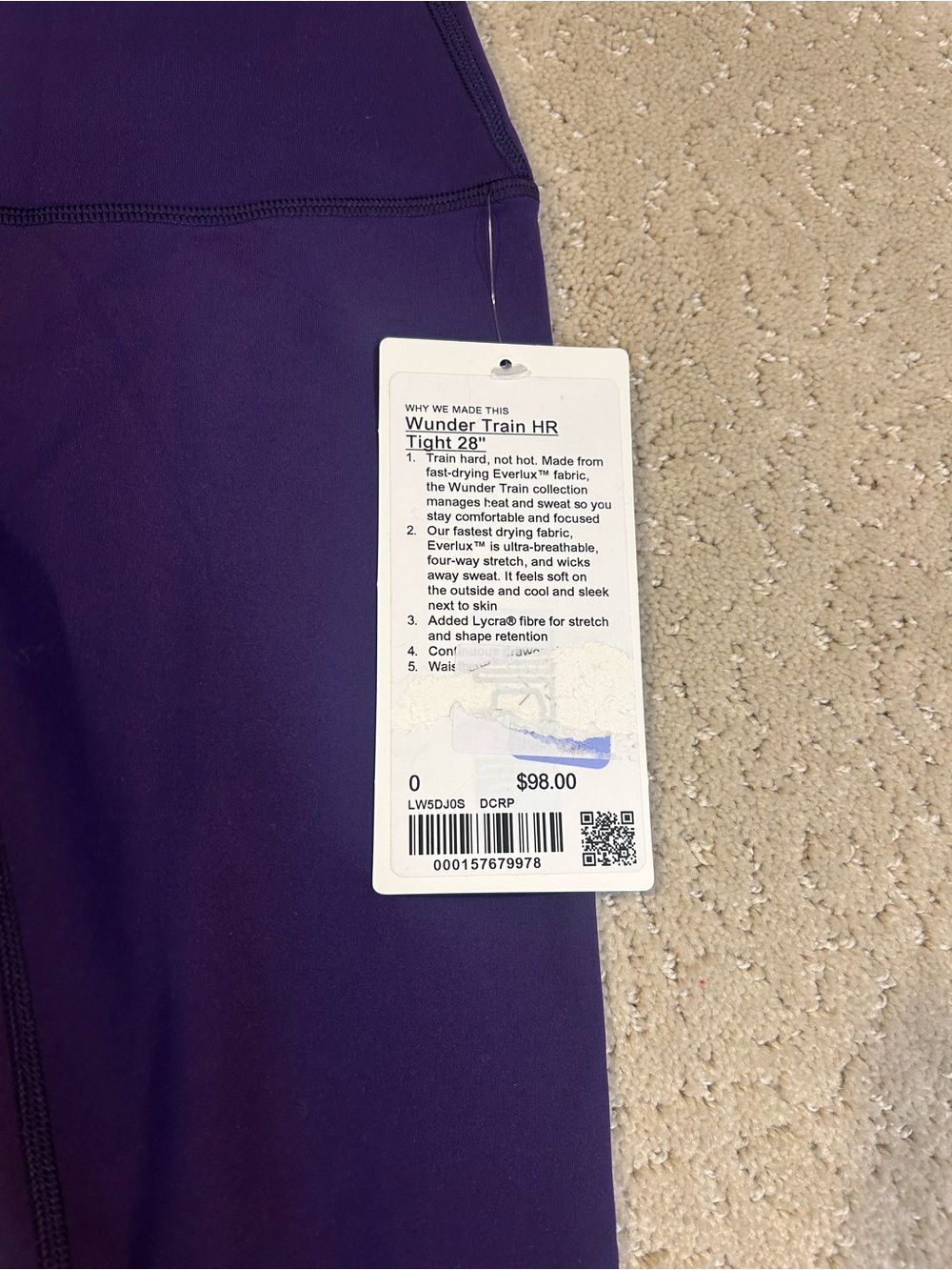 NWT Lululemon Wunder Train HR Tight 28” DCRP Size 0 - Picture 3 of 7